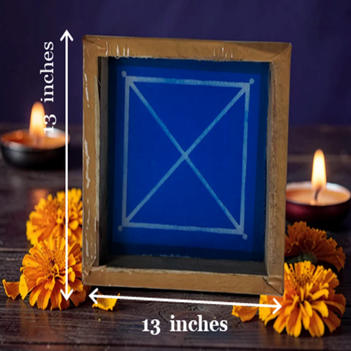 Rangly Swastika Padhmam Design 1 Rangoli Stencil Wooden 13x13 Inches Pack of 1 piece