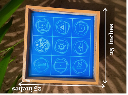Rangly Navagraha Mandala Yantra Rangoli Stencil Wooden 25x25 Inches Pack of 1 piece