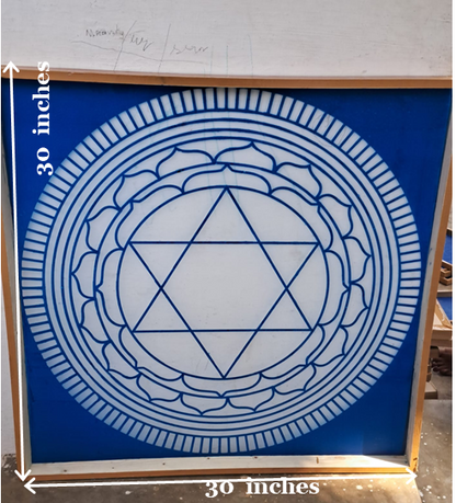 Rangly Jumbo Sudarshana Mandala 2 Yantra Rangoli Stencil Wooden30x30 Inches Pack of 1 piece