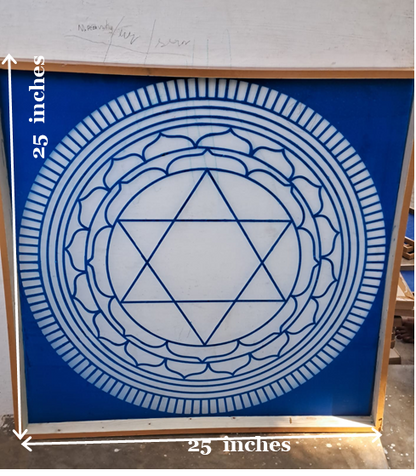 Rangly Jumbo Sudarshana Mandala 2 Yantra Rangoli Stencil Wooden25x25 Inches Pack of 1 piece