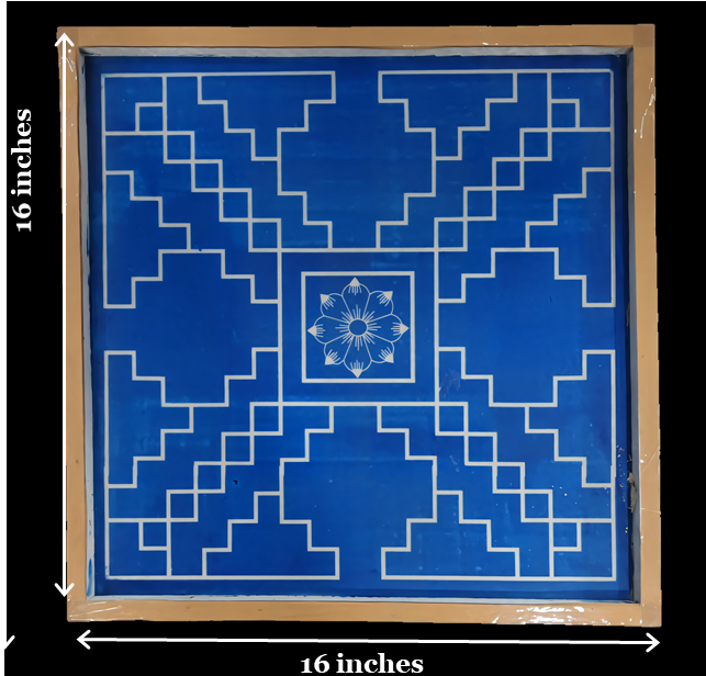 Rangly Jumbo Sarvabhotra Mandala Yantra Rangoli Stencil Wooden 16x16 Inches Pack of 1 piece