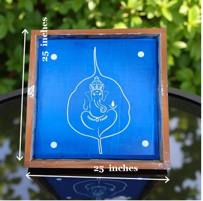 Rangly Leaf Ganesh Rangoli Stencil Wooden  25x25 Inches  Pack of 1 Piece