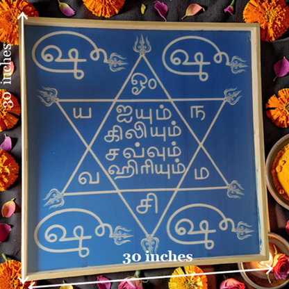 Rangly Om hleem Kreem Yantra Rangoli Design Stencil Wooden 30x30 Inches Pack of 1 piece
