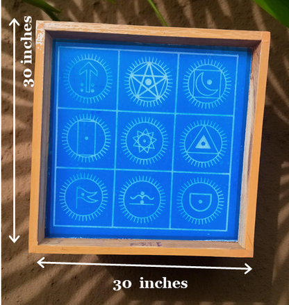 Rangly Navagraha Mandala Yantra Rangoli Stencil Wooden 30x30 Inches Pack of 1 piece