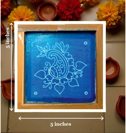 Rangly Peacock Design 2 Rangoli Stencil Wooden 5*5 Inches Pack of 1 piece
