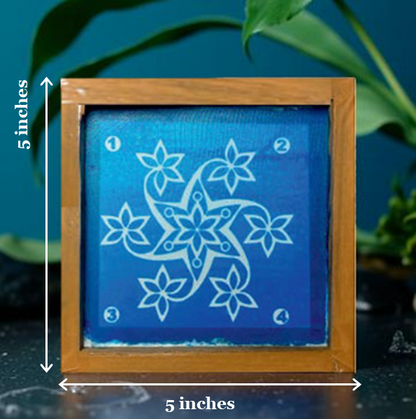 Rangly Floral Star Rangoli Pattern Rangoli Stencil Wooden 5X5 inches Pack of 1 piece