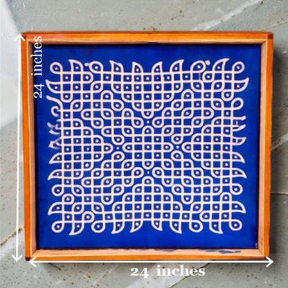 Rangly Jumbo Chikku Kolam Model 3  Rangoli Design Stencil Wooden 24x24 Inches Pack of 1 piece
