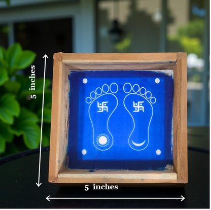 Rangly Lakshmi Padam Kolam with Swastik Rangoli Stencil Wooden 5X5 inches Pack of 1 piece