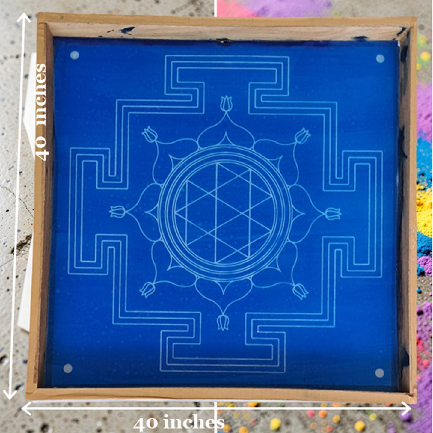 Rangly  Jumbo Durga Mandala Yantra Rangoli Design Stencil Wooden 40x40 Inches Pack of 1 piece