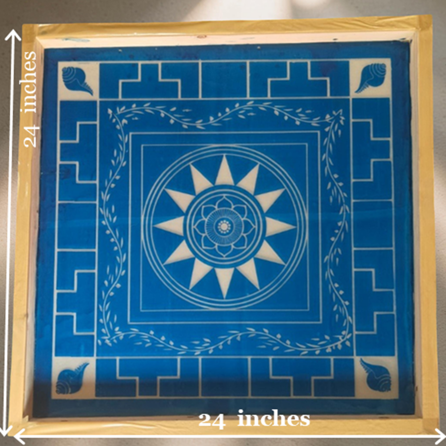 Rangly Jumbo Chakramandala Yantra Rangoli Design Stencil Wooden 24x24 Inches Pack of 1 piece