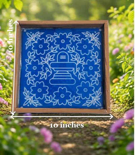 Rangly Shivalingam with flowers Model 2 Rangoli Stencil Wooden 10×10 inches Pack of 1 Piece