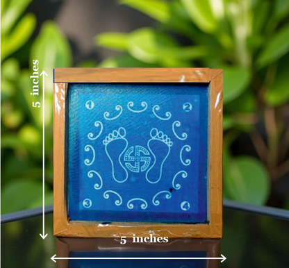 Rangly Lakshmi Padam with Border Symbol Rangoli Stencil Wooden 5*5 Inches Pack of 1 piece