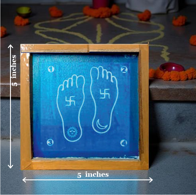 Rangly Lakshmi Padam with Swastik Model 2 Rangoli Stencil Wooden 5X5 inches Pack of 1 piece