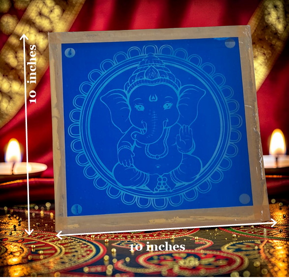 Rangly  Ganesh  with circle Rangoli Design Stencil Wooden 10x10 Inches Pack of 1 piece
