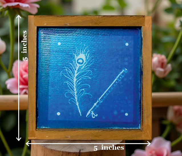 Rangly Flute & Peacock Feather Rangoli Stencil Wooden 5*5 Inches Pack of 1 piece