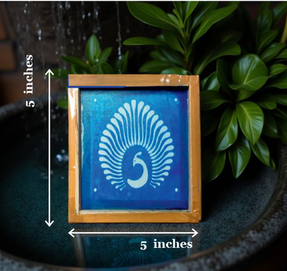 Rangly Peacock Feather Rangoli Stencil Wooden 5*5 Inches Pack of 1 piece