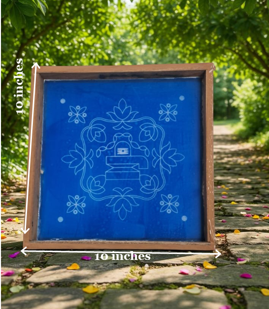 Rangly Shivalingam with flowers  Rangoli Stencil Wooden 10×10 inches Pack of 1 Piece