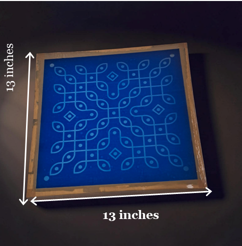 Rangly Kolam Kambi Kolam Rangoli Stencil Wooden 13x13 Inches Pack of 1 piece