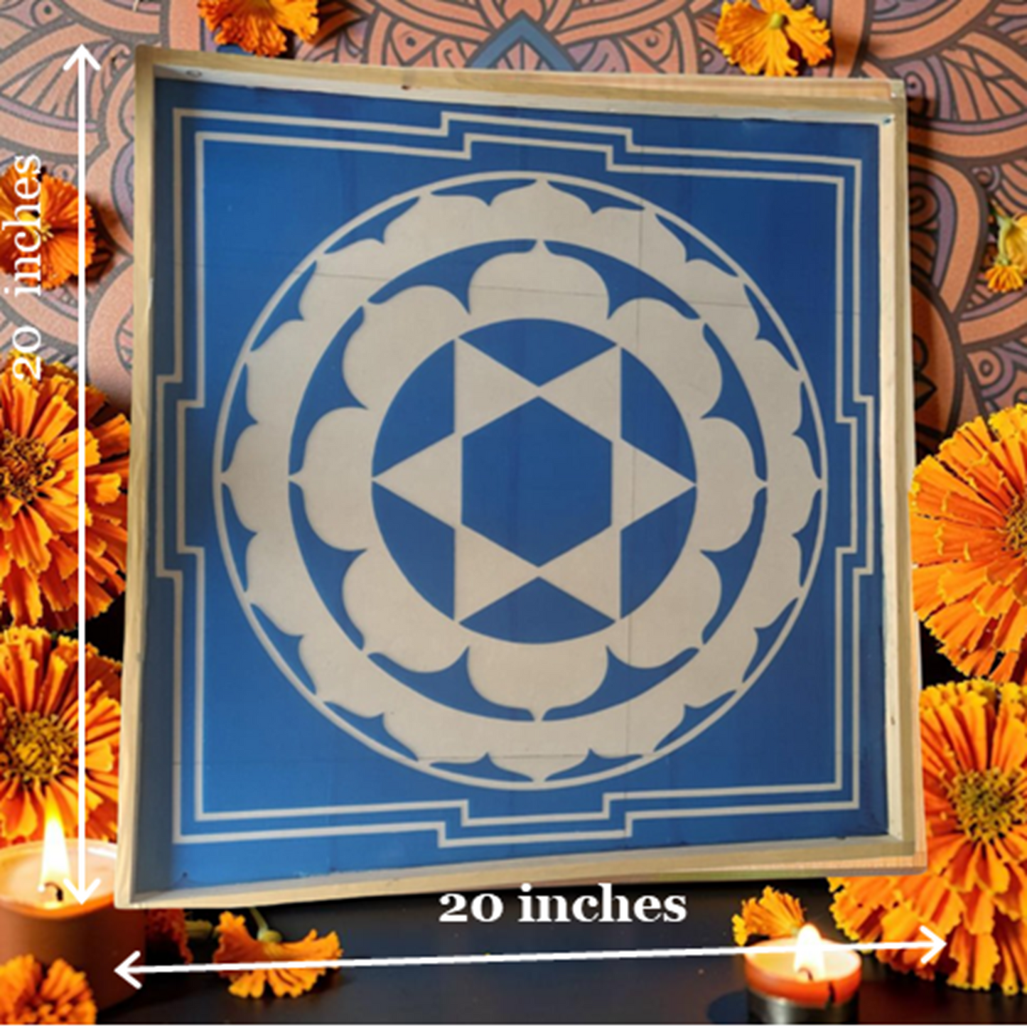 Rangly Sudarsana  Yantra Rangoli Design Stencil Wooden 20x20 Inches Pack of 1 piece