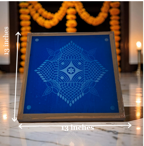 Rangly Padi Kolam  Rangoli Stencil Wooden 13x13 Inches Pack of 1 piece