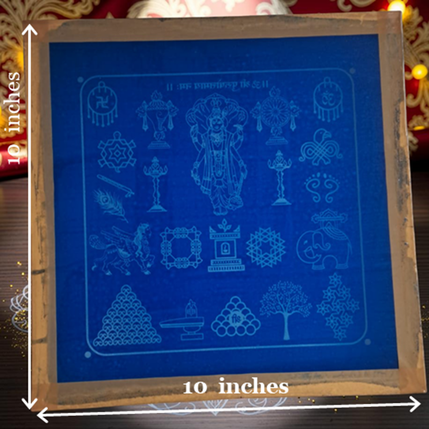 Rangly Purushottam Rangoli Design Stencil Wooden 10x10 Inches Pack of 1 piece