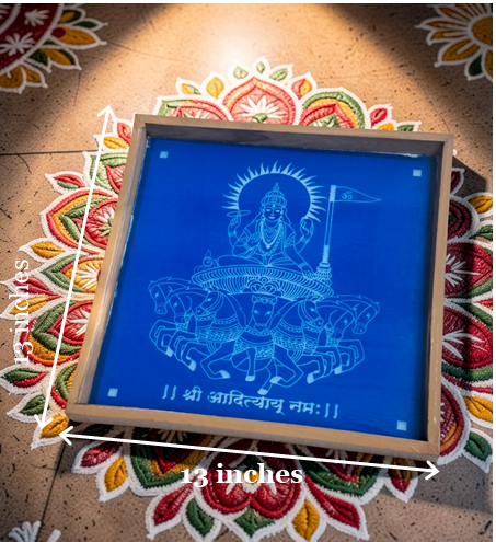 Rangly Surya  Bhagwan Rangoli Design Stencil Wooden 13x13 Inches Pack of 1 piece