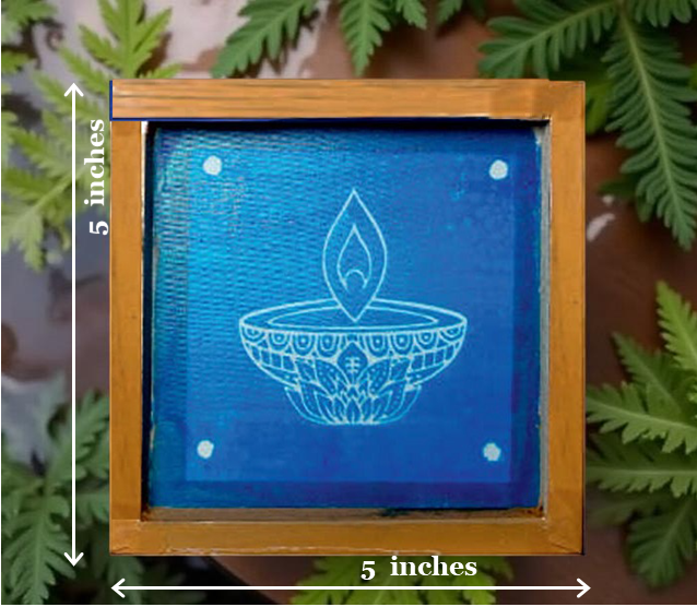Rangly Lit Deepam (Diya) Rangoli Stencil Wooden 5*5 Inches Pack of 1 piece
