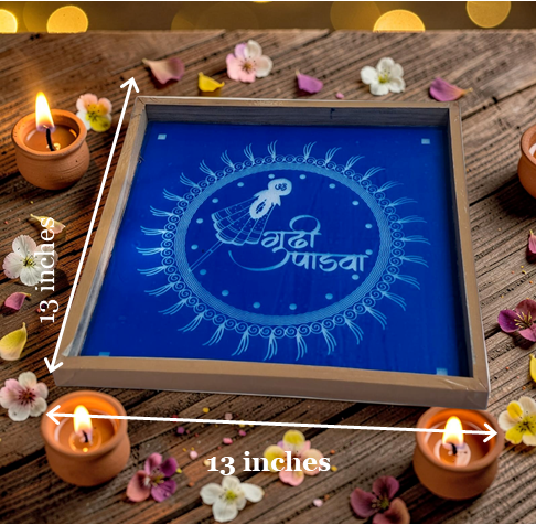 Rangly Gudi Padwa Rangoli Design Stencil Wooden 13x13 Inches Pack of 1 piece