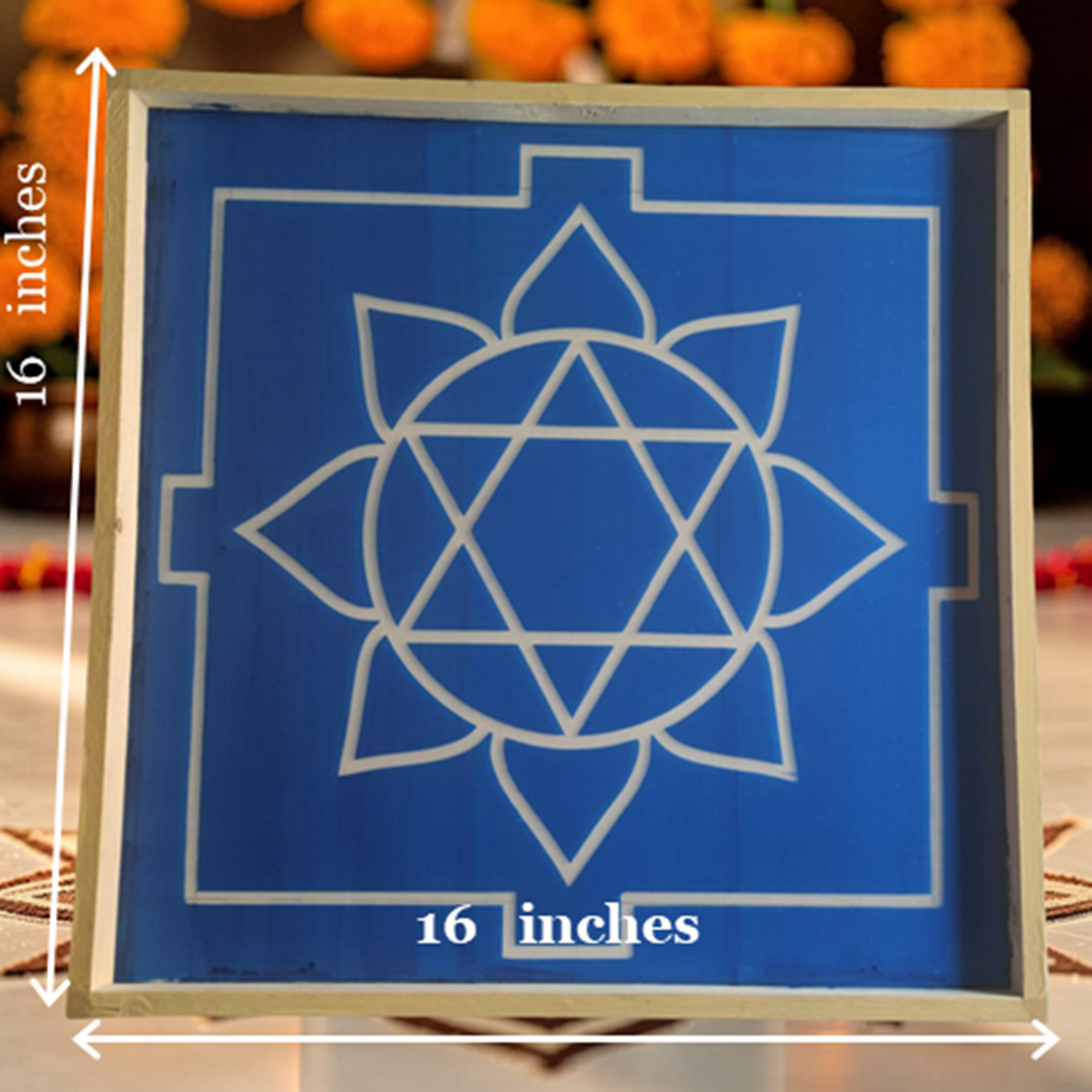 Rangly Ganesh Mandala Yantra Rangoli Design Stencil Wooden 16x16 Inches Pack of 1 piece