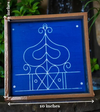 Rangly Ashwatha Mandala Model 3 Yantra Rangoli Stencil Wooden 10x10 Inches Pack of 1 piece