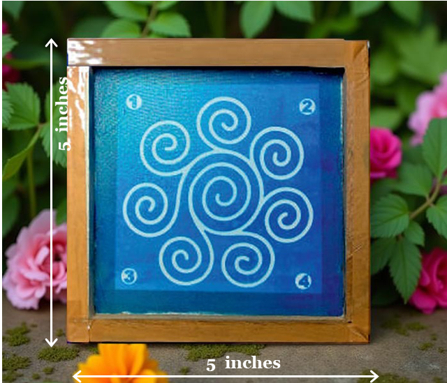 Rangly  Circular Swirl Kolam Rangoli Stencil Wooden 5*5 Inches Pack of 1 piece