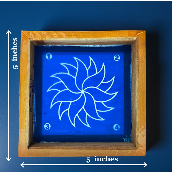 Rangly Creative Flower Rangoli Stencil Wooden 5*5 Inches Pack of 1 piece