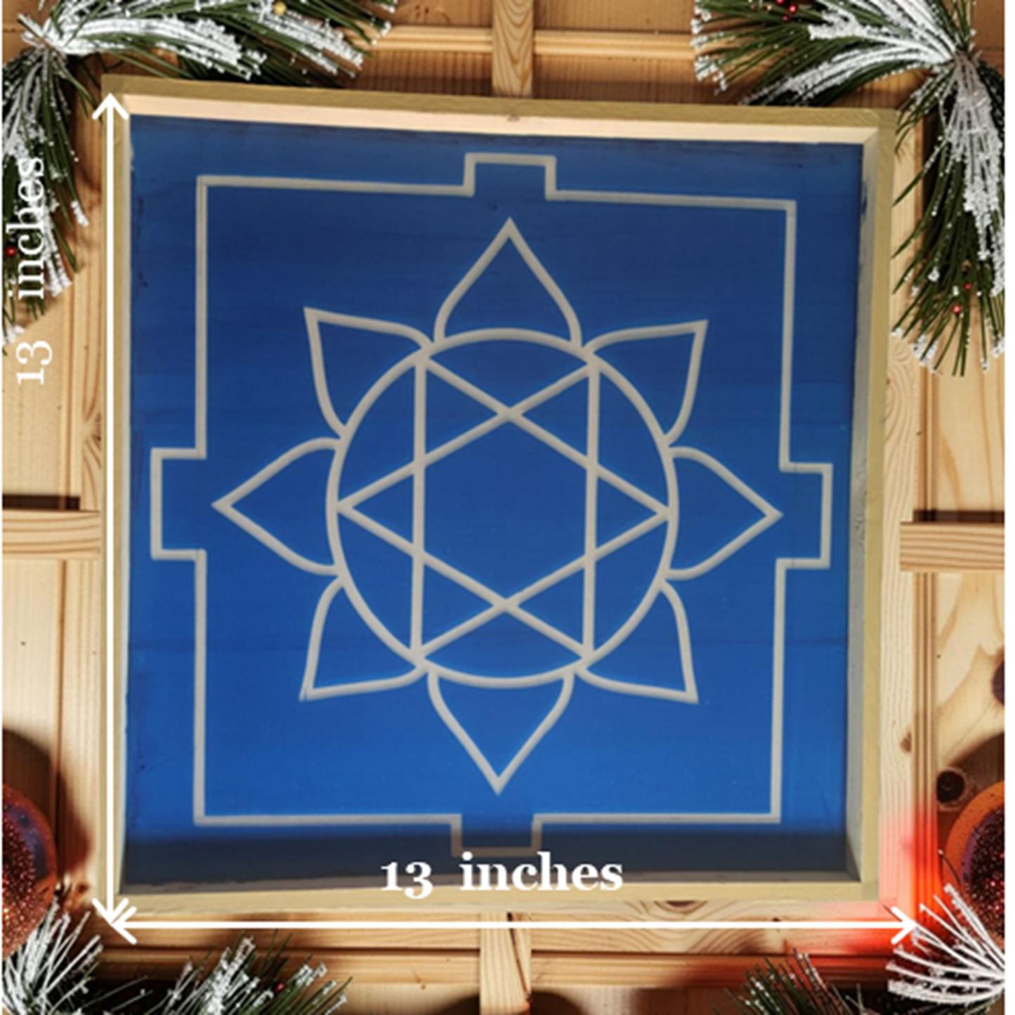 Rangly Ganesh Mandala Yantra Rangoli Design Stencil Wooden 13x13 Inches Pack of 1 piece