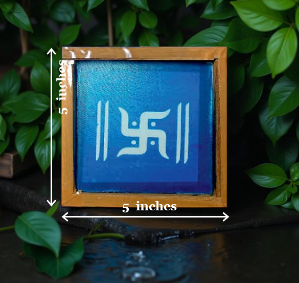 Rangly Swastik with Frame Rangoli Stencil Wooden 5*5 Inches Pack of 1 piece