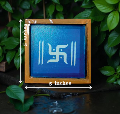 Rangly Swastik with Frame Rangoli Stencil Wooden 5*5 Inches Pack of 1 piece