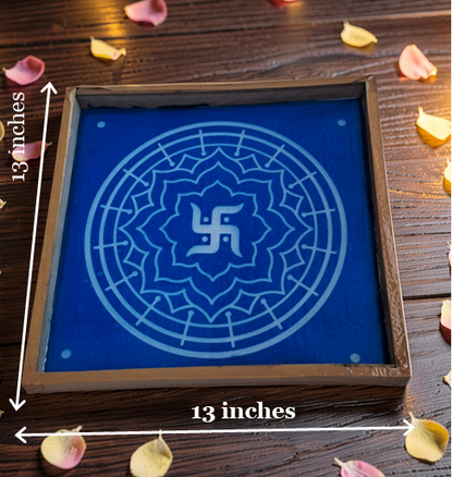 Rangly Swastik Padi Rangoli Design Stencil Wooden 13x13 Inches Pack of 1 piece