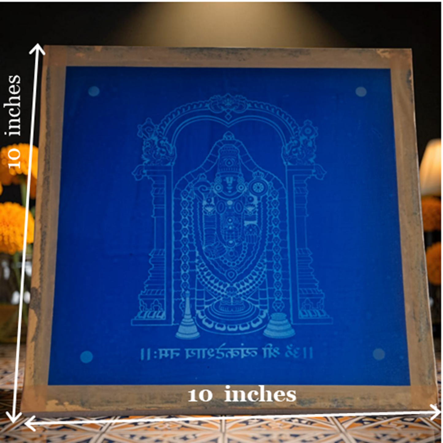 Rangly Sri Venkateshwara Rangoli Design Stencil Wooden 10x10 Inches Pack of 1 piece