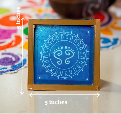 Rangly Laxmi charan paduka with Flower Design Rangoli Stencil Wooden 5*5 Inches Pack of 1 piece