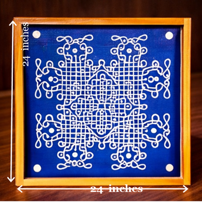Rangly Jumbo Chikku Kolam Model 4  Rangoli Design Stencil Wooden 24x24 Inches Pack of 1 piece