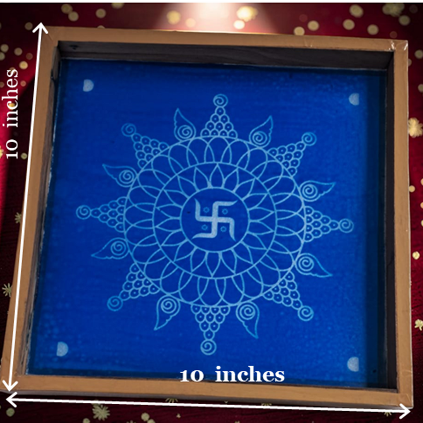 Rangly  Swasthik Model 1  Rangoli Design Stencil Wooden 10x10 Inches Pack of 1 piece