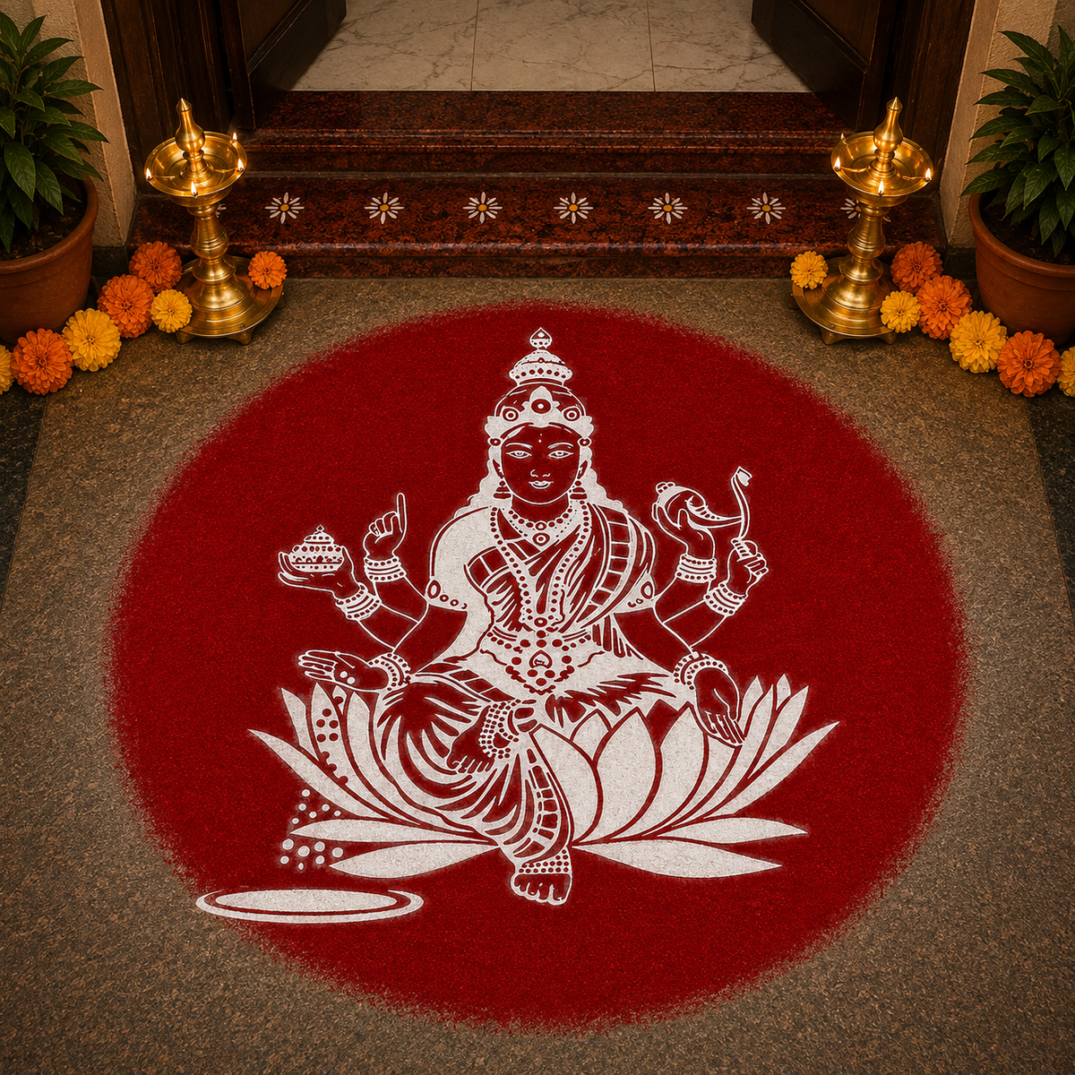 Rangly Saraswathy Rangoli Design Stencil Wooden 10x10 Inches Pack of 1 piece