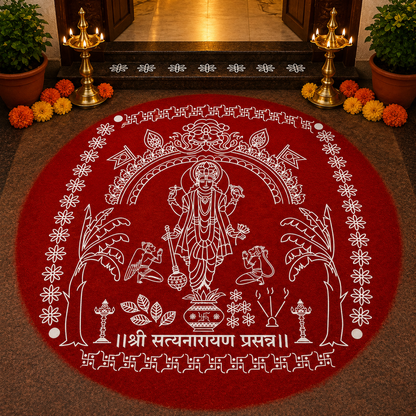 Satyanarayan Kolam Stencil - Divine Presence