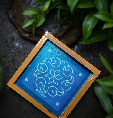 Rangly  Sanghu Design Kolam Rangoli Stencil Wooden 5*5 Inches Pack of 1 piece