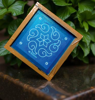 Rangly  Sanghu Design Kolam Rangoli Stencil Wooden 5*5 Inches Pack of 1 piece