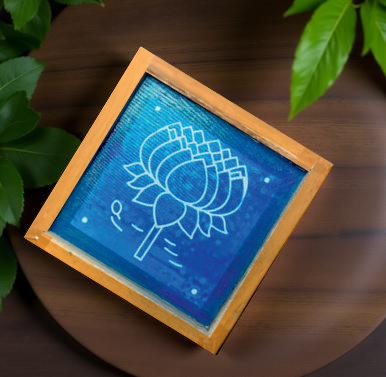 Rangly Lotus Model 2 Rangoli Stencil Wooden 5X5 inches Pack of 1 piece