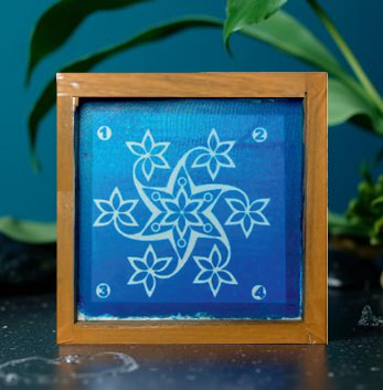 Rangly Floral Star Rangoli Pattern Rangoli Stencil Wooden 5X5 inches Pack of 1 piece