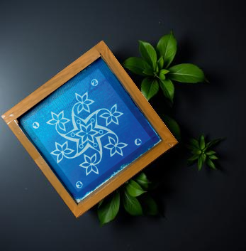 Rangly Floral Star Rangoli Pattern Rangoli Stencil Wooden 5X5 inches Pack of 1 piece