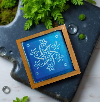 Rangly Floral Star Rangoli Pattern Rangoli Stencil Wooden 5X5 inches Pack of 1 piece