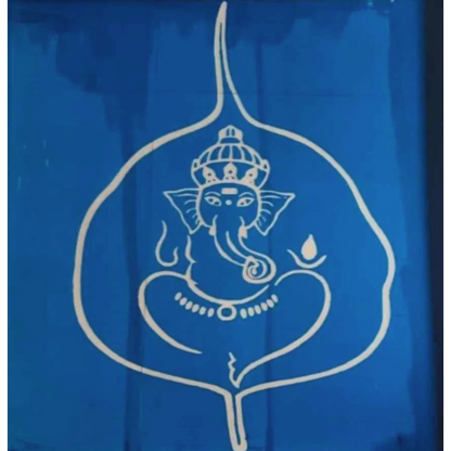Big Leaf Ganesha Face Kolam Stencil -  Nature Inspired Divine Art