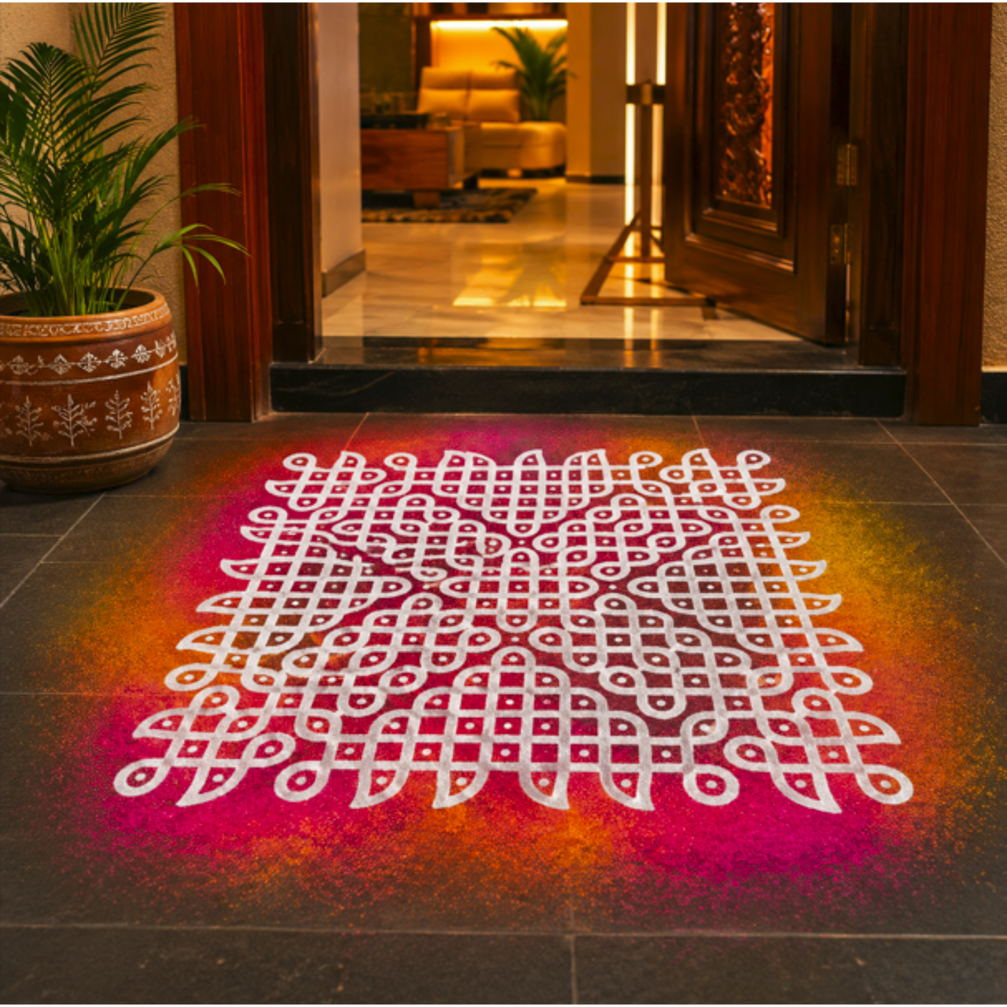 Rangly  Mangala Kambi Big Kolam  Stencil  Pack of 1 piece - WJ2413